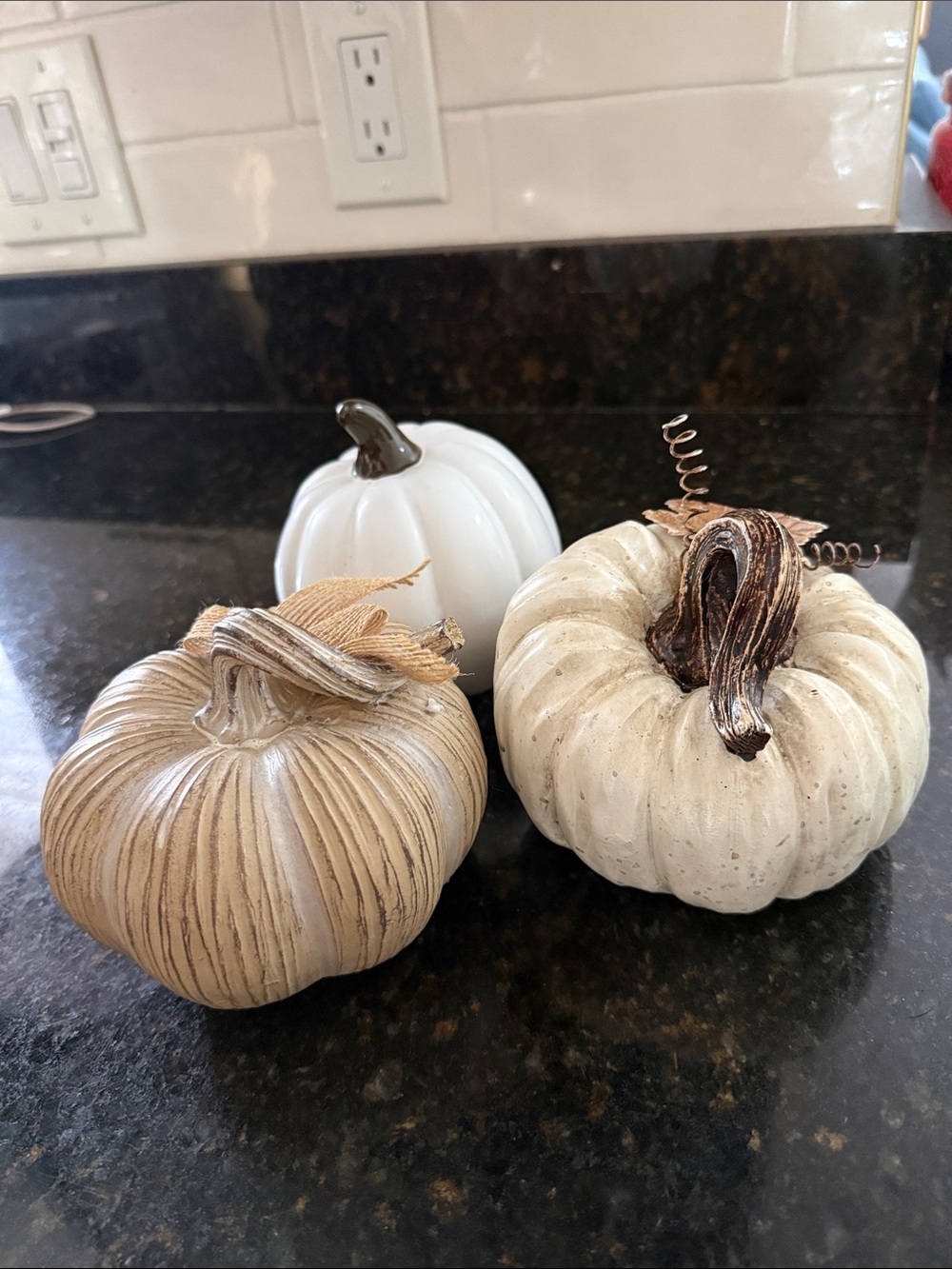 Neutral Decorative Pumpkins - Set of 3
